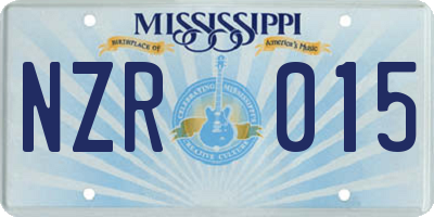 MS license plate NZR015