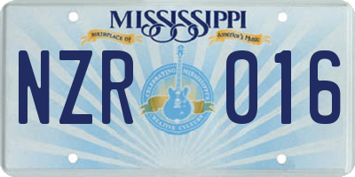 MS license plate NZR016