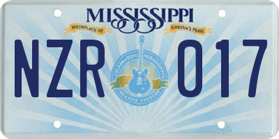 MS license plate NZR017