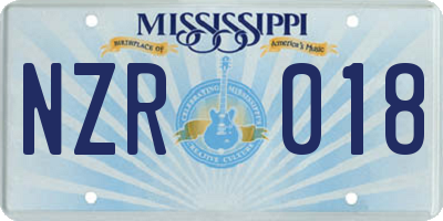 MS license plate NZR018