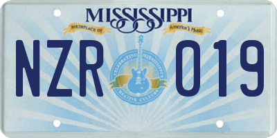 MS license plate NZR019