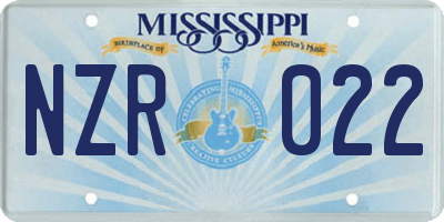 MS license plate NZR022