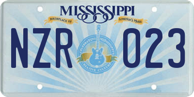 MS license plate NZR023