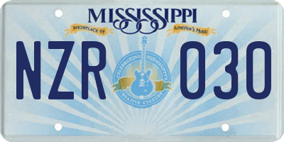 MS license plate NZR030