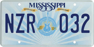 MS license plate NZR032