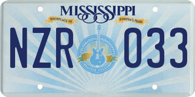 MS license plate NZR033