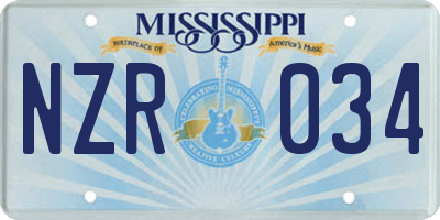 MS license plate NZR034