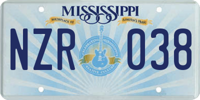 MS license plate NZR038