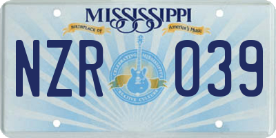 MS license plate NZR039