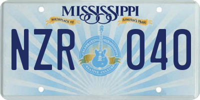 MS license plate NZR040