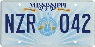 MS license plate NZR042