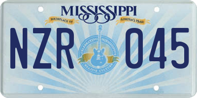 MS license plate NZR045