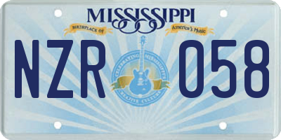 MS license plate NZR058