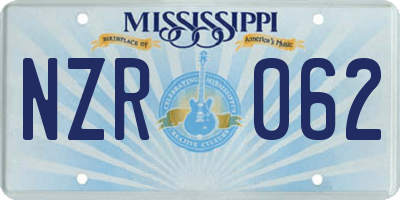 MS license plate NZR062