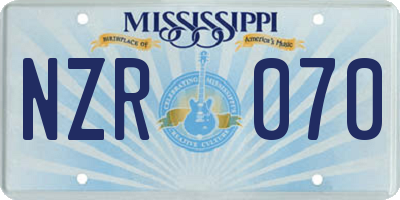 MS license plate NZR070