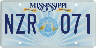 MS license plate NZR071
