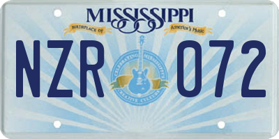 MS license plate NZR072