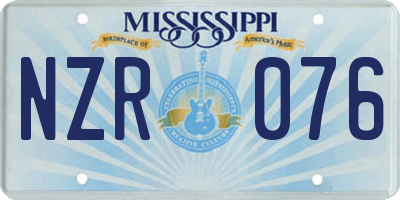 MS license plate NZR076