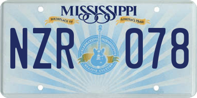 MS license plate NZR078