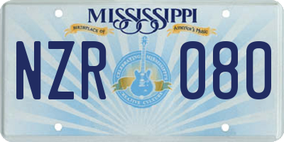 MS license plate NZR080