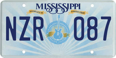 MS license plate NZR087