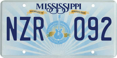 MS license plate NZR092