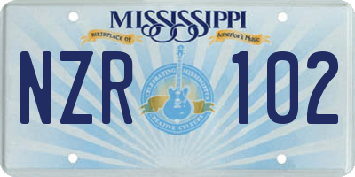 MS license plate NZR102