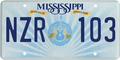 MS license plate NZR103