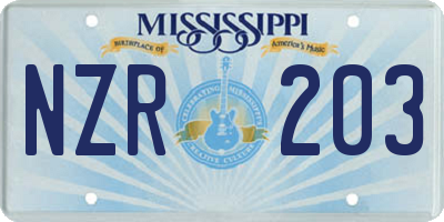 MS license plate NZR203