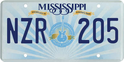 MS license plate NZR205