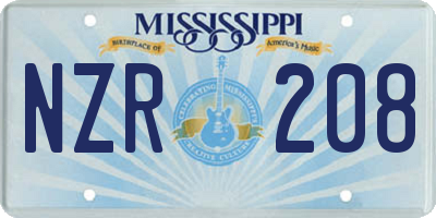 MS license plate NZR208