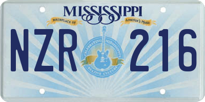 MS license plate NZR216