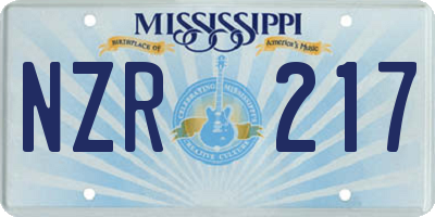 MS license plate NZR217