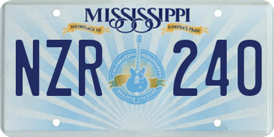 MS license plate NZR240