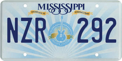 MS license plate NZR292