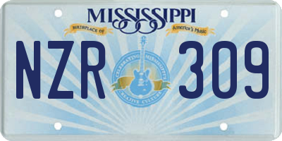 MS license plate NZR309
