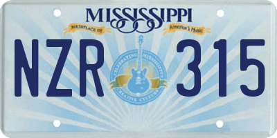 MS license plate NZR315