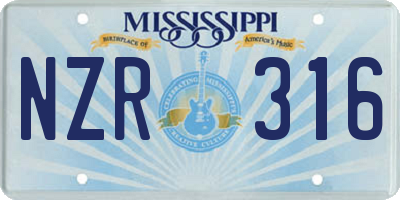 MS license plate NZR316
