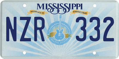 MS license plate NZR332