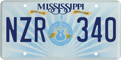 MS license plate NZR340