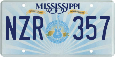 MS license plate NZR357