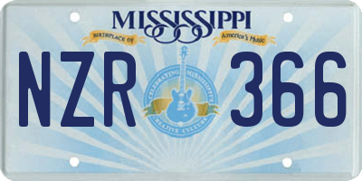 MS license plate NZR366