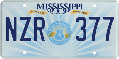 MS license plate NZR377