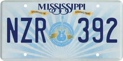 MS license plate NZR392