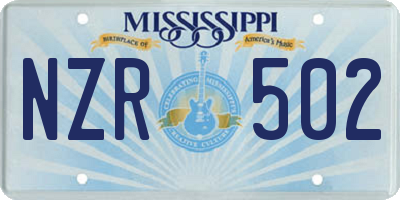 MS license plate NZR502