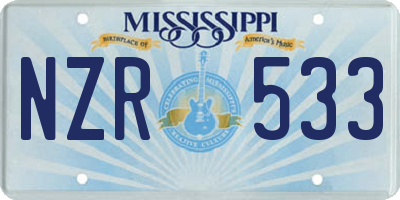 MS license plate NZR533