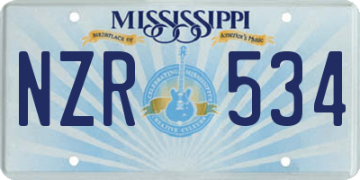 MS license plate NZR534