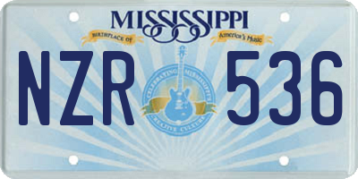 MS license plate NZR536