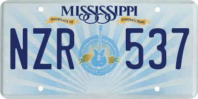 MS license plate NZR537