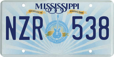 MS license plate NZR538